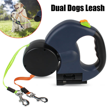 Reflective Dual 360 Swivel Walking Leash With Lights