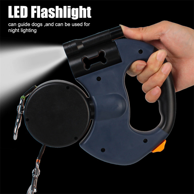 Reflective Dual 360 Swivel Walking Leash With Lights