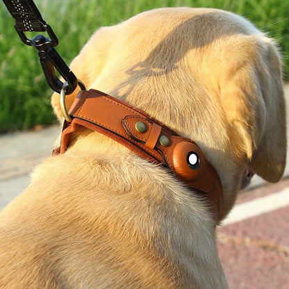 Pet Dog Leather Location Tracker Collar