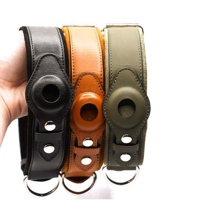 Pet Dog Leather Location Tracker Collar