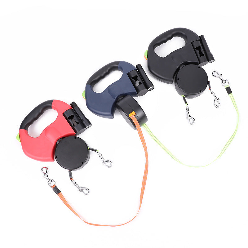 Reflective Dual 360 Swivel Walking Leash With Lights